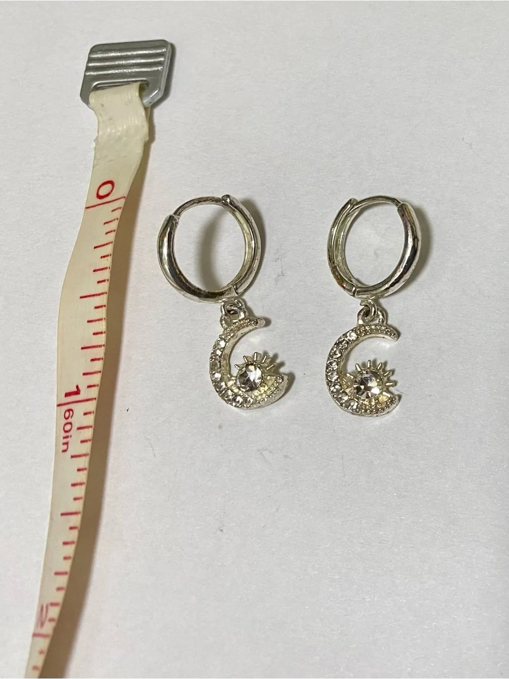 Luna Sol Italy Silver Plated Sun Moon Huggie Hoop Earrings